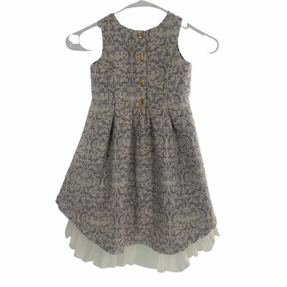 Genuine Kids from Osh Kosh Lilac and Gold Brocade Hi-Low Hem Girls Dress Size 3T - Picture 5 of 7